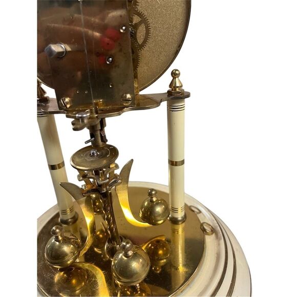 Vintage German Anniversary Clock with Glass Dome Floral Design - Untested - Picture 4 of 6